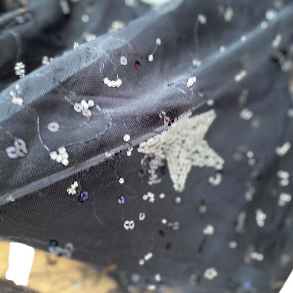 Holiday Black tule dress with sequin stars, back zipper, - Picture 8 of 15
